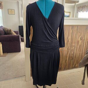 Ruched Banded Hip, Cut-Out Twist Back, Black Dress